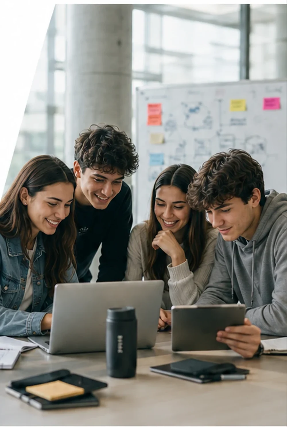 Jóvenes desarrollando un proyecto en equipo